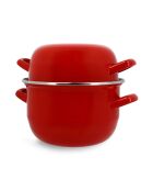 Mosselpot van rood geëmailleerd staal - D.18cm