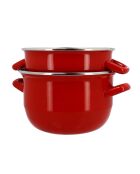 Mosselpot van rood geëmailleerd staal - D.18cm