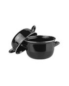 Zwart geëmailleerde stalen mosselpot met deksel 0,60mm - D.18 cm