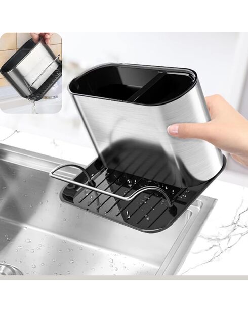 Organizador de acero inoxidable y plástico - 18 x 12 x 13 cm