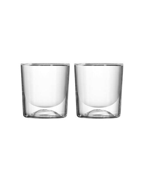 Lot de 2 verres thermo double paroi transparents - 9,3x8,5 cm