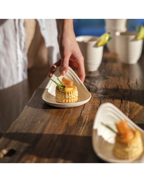 Lot 2 de assiettes snack blanc laiteux - 7,3x12 cm