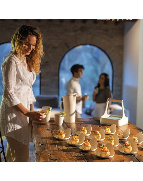 Lot 2 de assiettes snack blanc laiteux - 7,3x12 cm