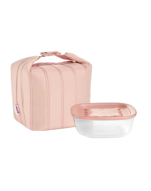 Set aus kleinen isolierten Beuteln mit pfirsichblütenrosafarbenem Frischefach — 22x22 cm