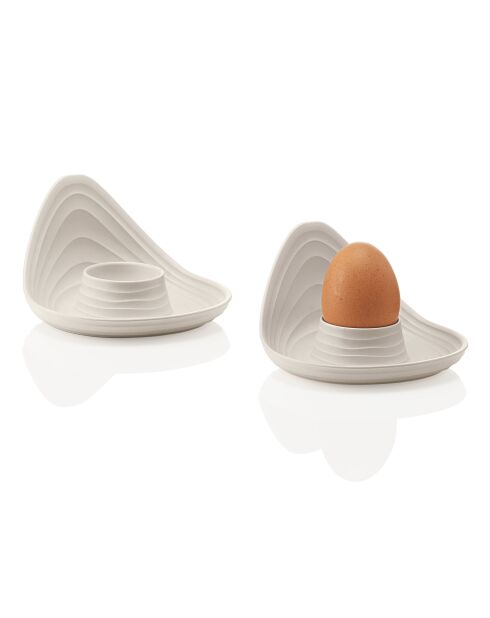 Set van 2 melkwitte eierdopjes - 7,3x12 cm