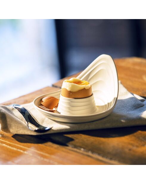 Set van 2 melkwitte eierdopjes - 7,3x12 cm