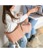 Lot grand sac isotherme avec compartiment fraicheur rose fleur de pêcher - 30x30 cm