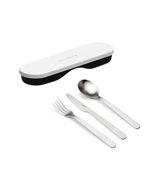 Weißes Store&Go Reisebesteck mit Box - 2x19 cm