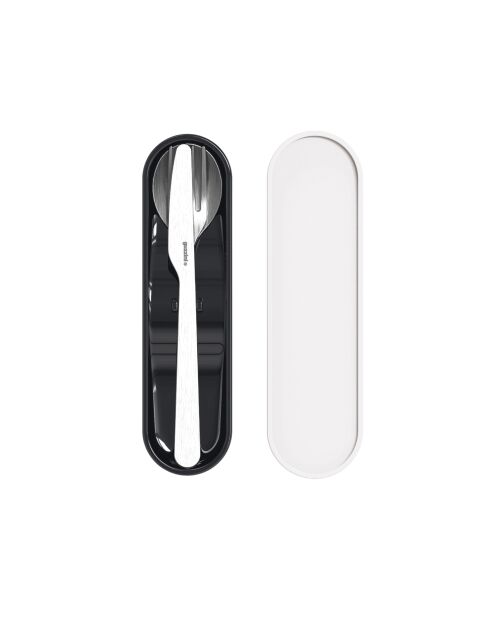 Weißes Store&Go Reisebesteck mit Box - 2x19 cm