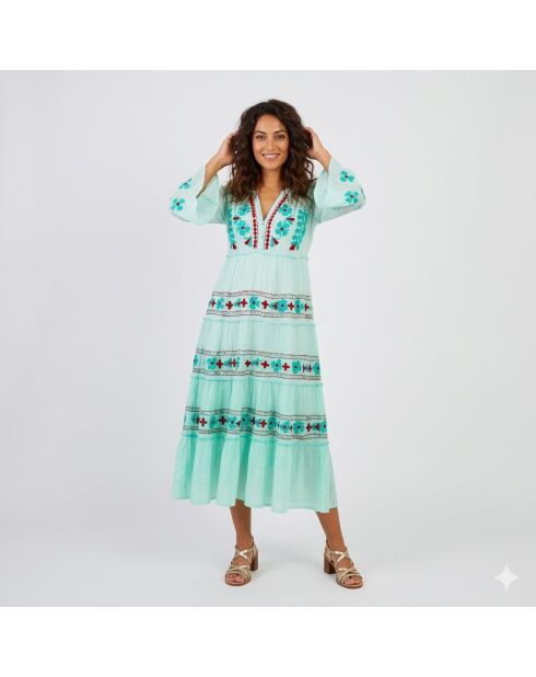 Robe en coton Caracas verte