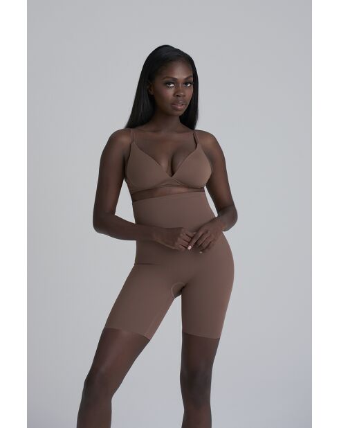 Short taille haute sculptant cocoa