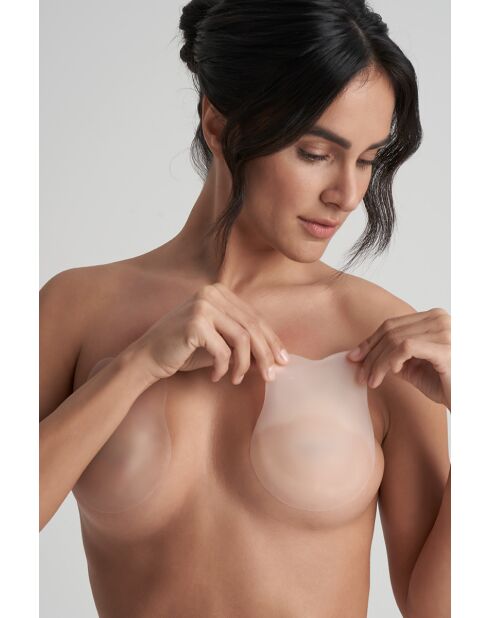 Beigefarbene Silikon-Push-up-Klebepads in Kaninchenform