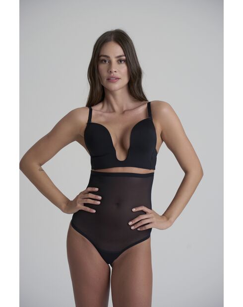 String taille haute en tulle gainant noir