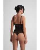 Perizoma a vita alta in tulle foderato nero