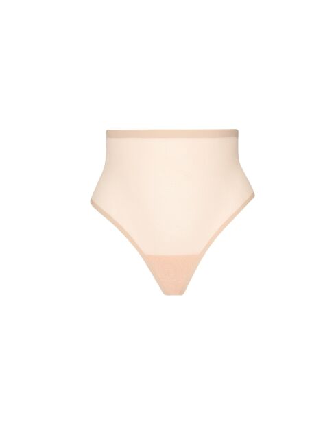 String gainant en tulle taille mi-haute beige