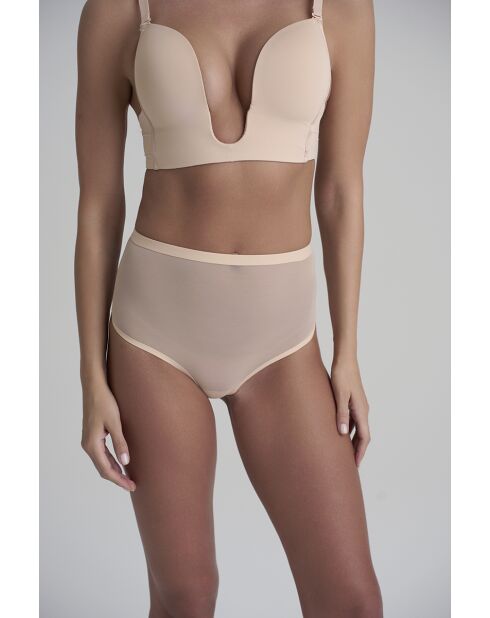 String gainant en tulle taille mi-haute beige