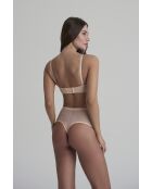 String gainant en tulle taille mi-haute beige