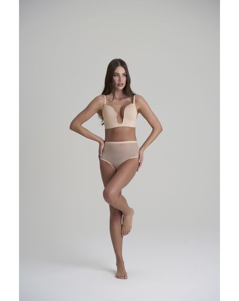 String gainant en tulle taille mi-haute beige