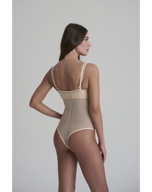 Bodysuit WYOB en tulle gainant beige