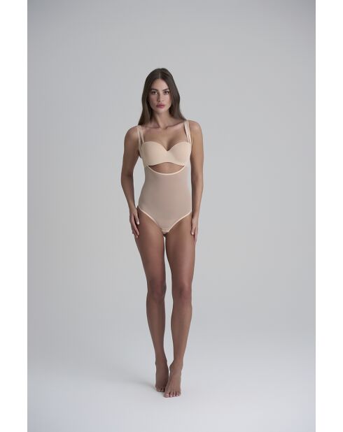 Bodysuit WYOB en tulle gainant beige