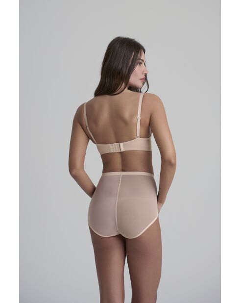 Culotte gainante taille mi-haute en tulle beige