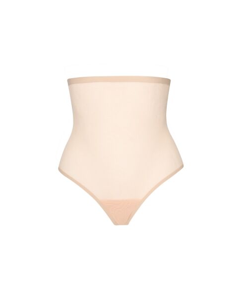 String taille haute en tulle gainant beige