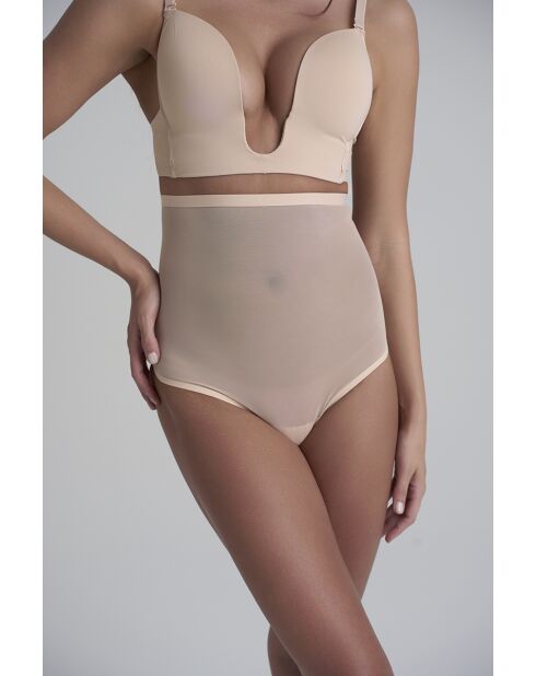 String taille haute en tulle gainant beige