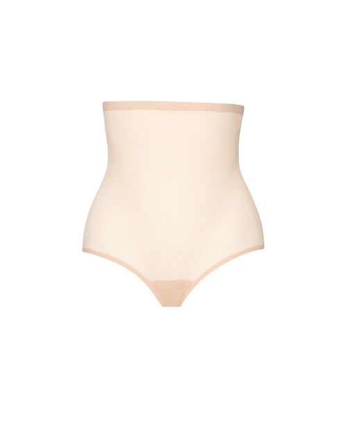 Culotte gainante taille haute en tulle beige