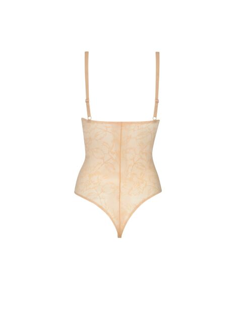 Bodysuit bustier en dentelle beige