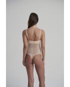 Bodysuit bustier en dentelle beige