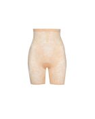 Short gainant taille haute en dentelle beige
