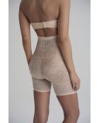 Short gainant taille haute en dentelle beige