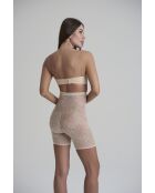 Short gainant taille haute en dentelle beige