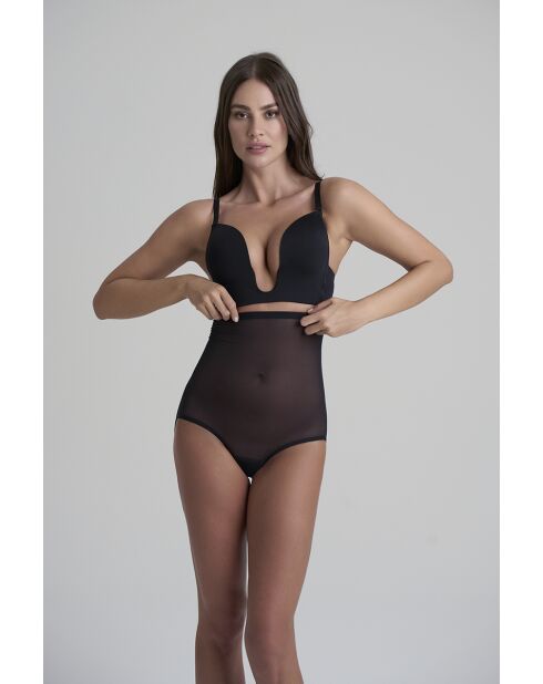 Culotte gainante taille haute en tulle noire