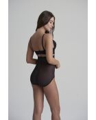 Culotte gainante taille haute en tulle noire