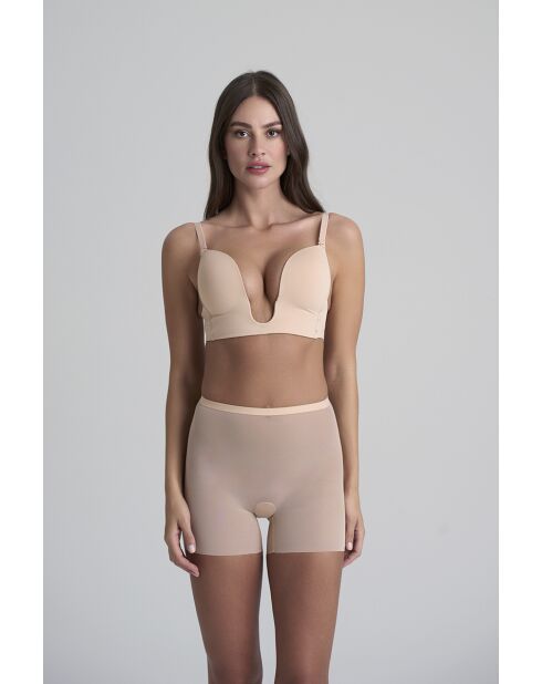 Shorty en tulle gainant beige