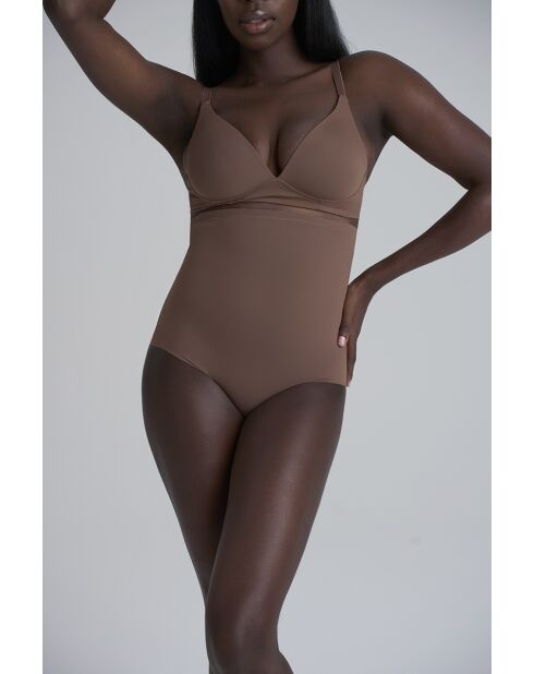 Culotte gainante taille haute cacao