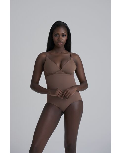 Culotte gainante taille haute cacao