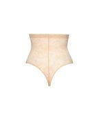 String gainant taille haute en dentelle beige