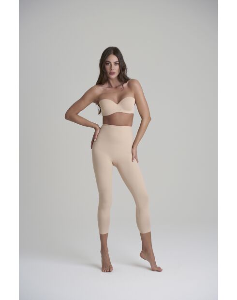 Legging capri sculptant taille haute beige