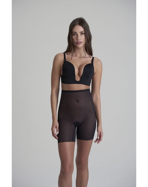 Short taille haute en tulle gainant noir