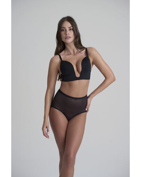 Culotte gainante en tulle taille mi-haute noire