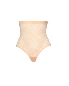Culotte gainante taille haute en dentelle beige