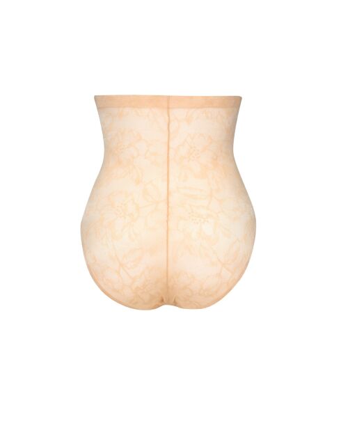 Culotte gainante taille haute en dentelle beige