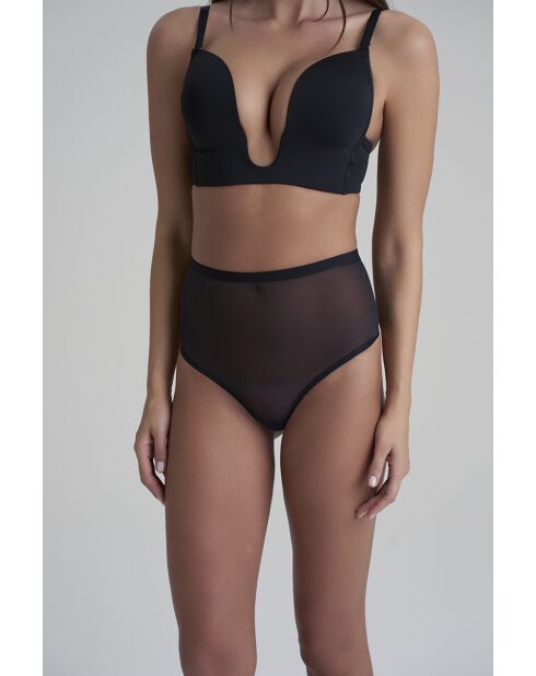 String gainant en tulle taille mi-haute noir