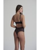 Perizoma a vita media con fodera in tulle nero