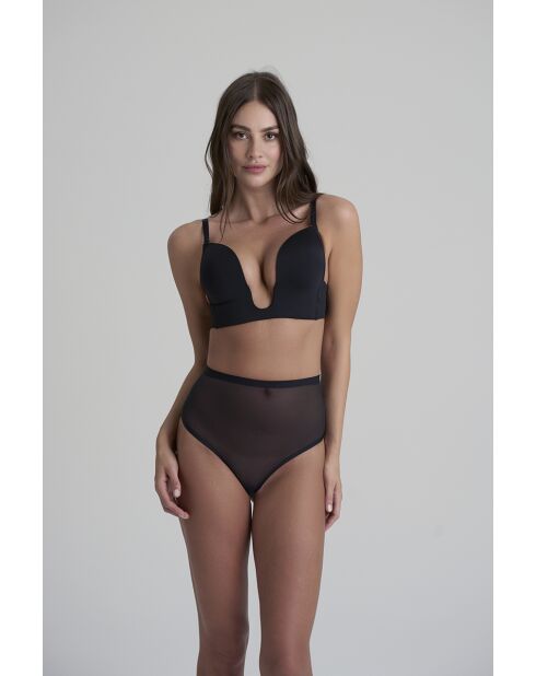 String gainant en tulle taille mi-haute noir