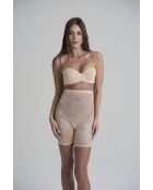 Short gainant taille haute en dentelle beige