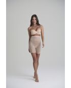 Short gainant taille haute en dentelle beige