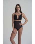 Perizoma a vita alta in tulle foderato nero